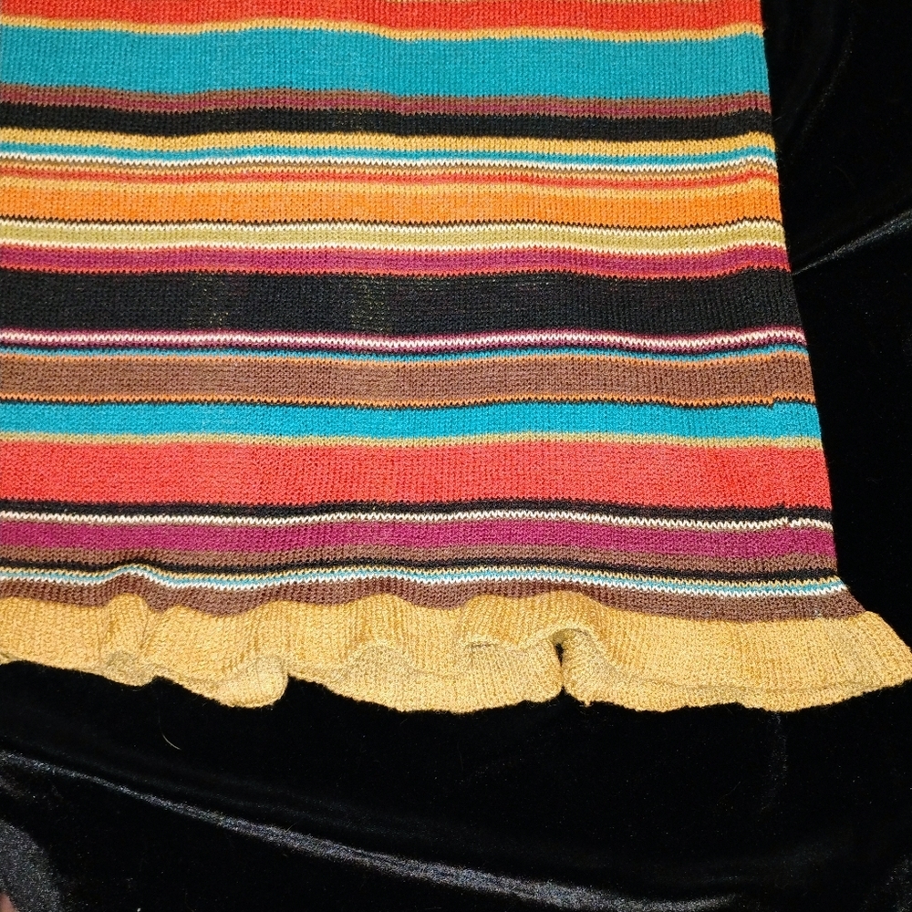 Women's Double-D Ranch Linen Nylon Southwestern Color Stripe Black Maxi Skirt XS - Picture 2 of 11